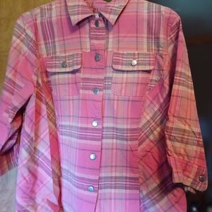 CJ Banks pink plaid jacket